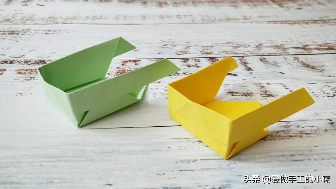 折扫帚簸箕的折纸步骤图,三角插折纸簸箕教程