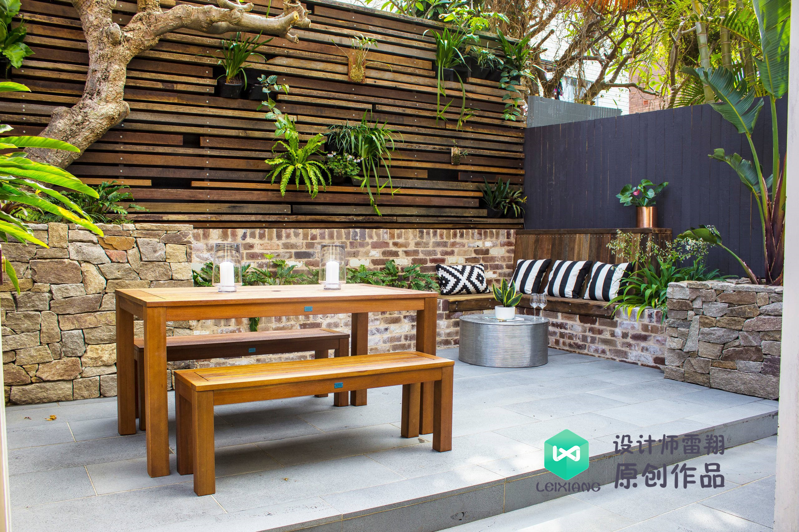 庭院防腐木颜色搭配效果图,庭院怎么铺装防腐木