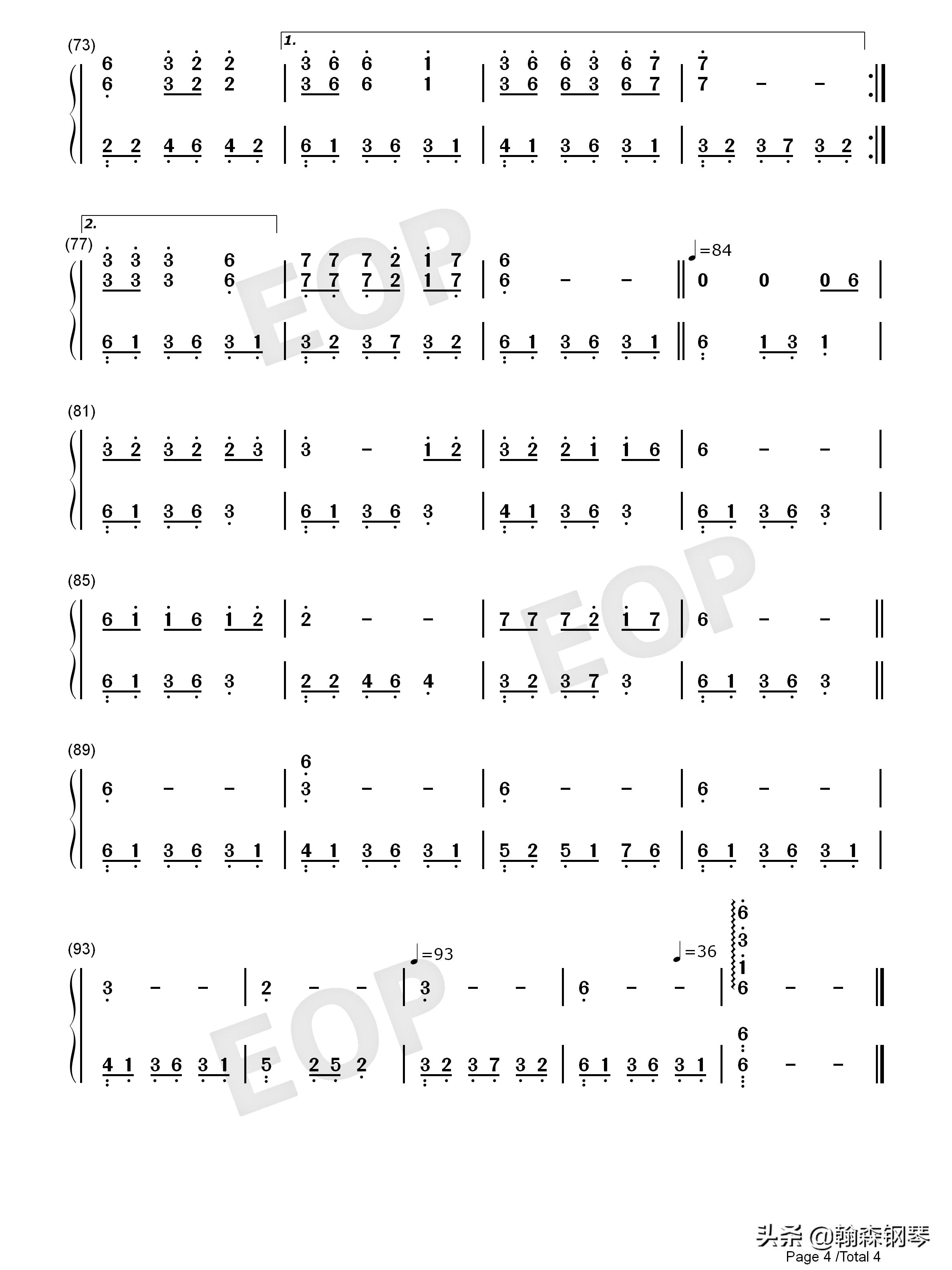 丁香花钢琴简谱左右手图文,钢琴曲丁香花五线谱简易版