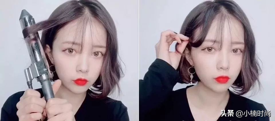 韩款卷发无刘海,超短发韩范儿卷发教程
