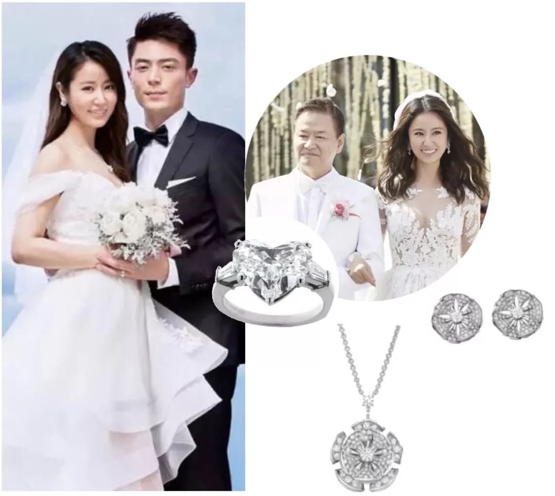 大多数明星的婚戒都是钻石鸽子蛋,女明星穿的婚纱和戒指