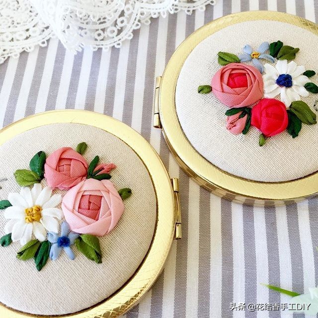 卷线绣的手工刺绣针法教程,喜字刺绣丝带绣