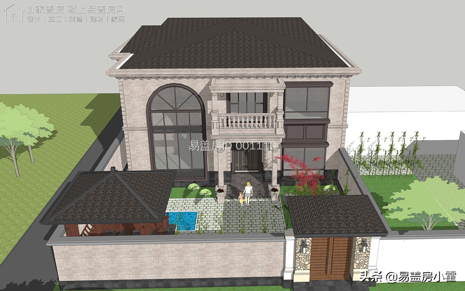 农村自建房2层欧式别墅设计,面宽10米欧式风格二层小别墅