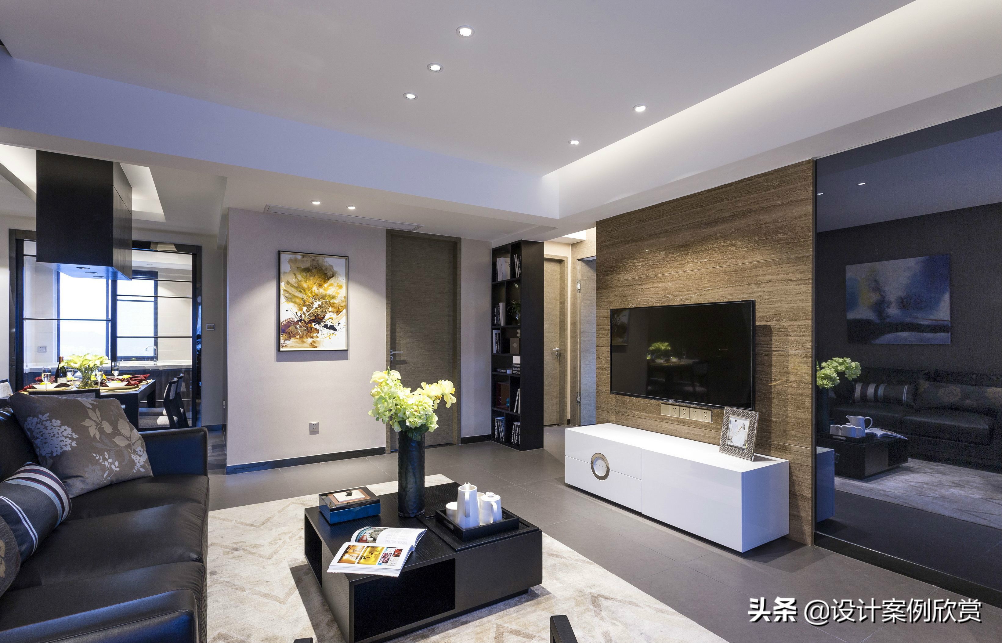 艺术漆电视背景墙效果图现代客厅,现代装修风格客厅沙发背景墙挂画