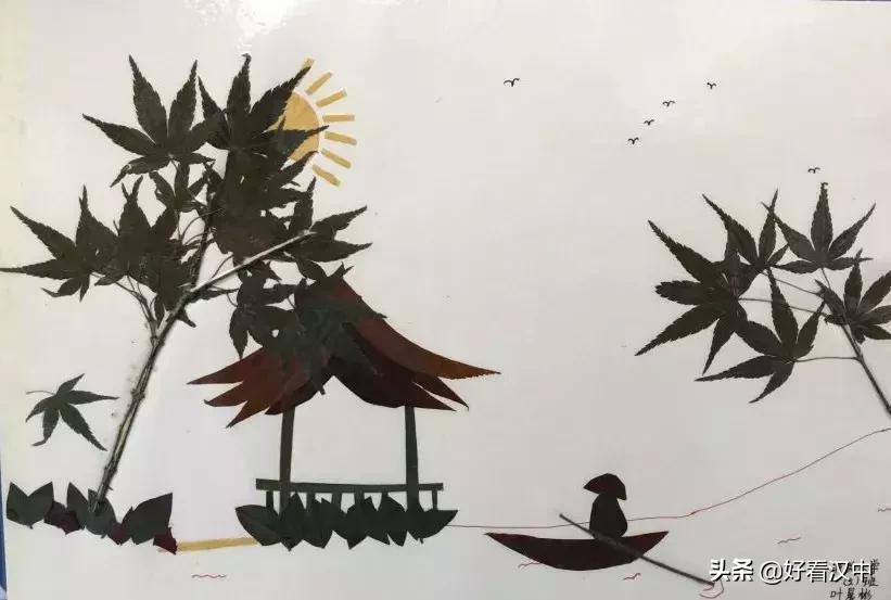 静谧之秋落叶有情汉中市北关小学树叶粘贴画展评