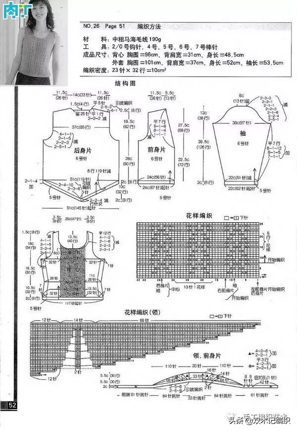 女士开衫背心毛衣款式图解,女士一件完整开衫编织图解