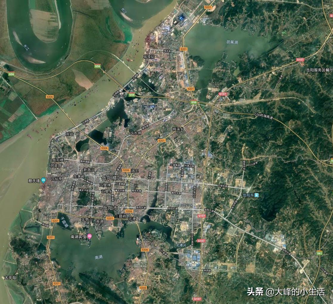 岳阳市卫星地图,岳阳卫星地图30年的变化