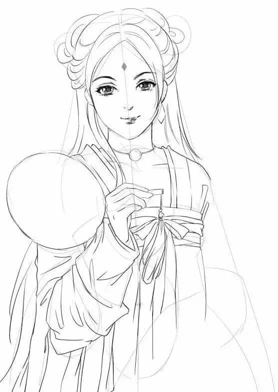 手绘动漫古风女生线稿简单,古风人物线稿教程零基础