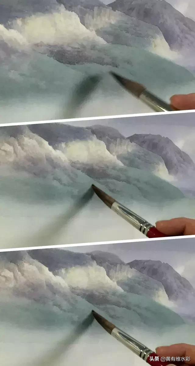 水彩画山风景入门,远山画法入门教程