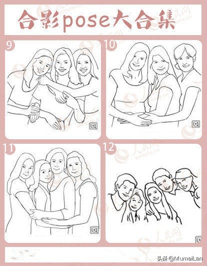 九张集体照片摆pose图片,聚会拍照姿势怎么摆5个人