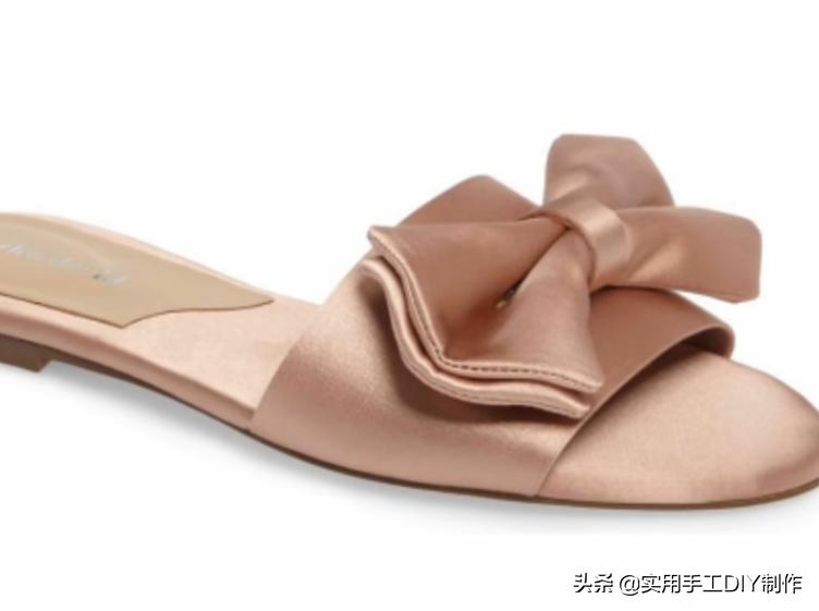 斜条纹小蝴蝶结拖鞋的织法,蝴蝶结草编拖鞋