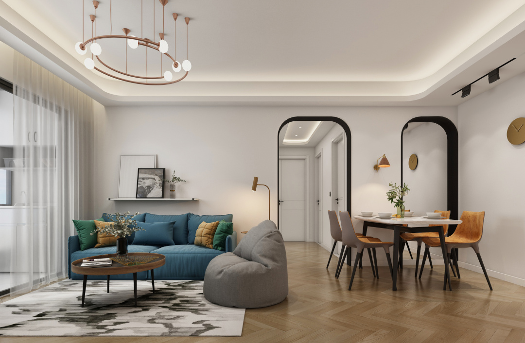 法式奶油风装修半弧形门洞,撞色拱形垭口门洞