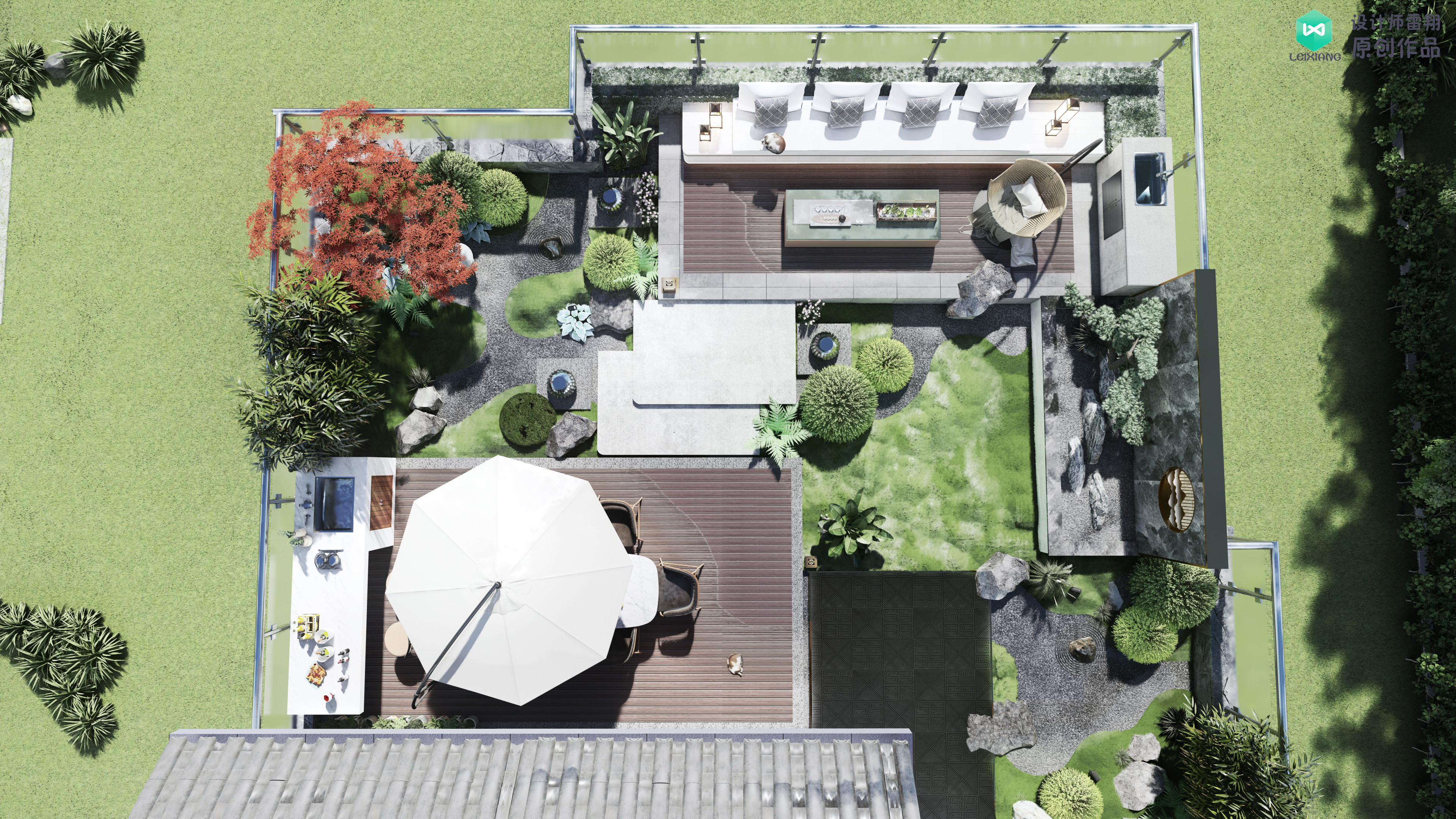 露台花园水泥地面如何铺装,水泥大露台如何改造好看