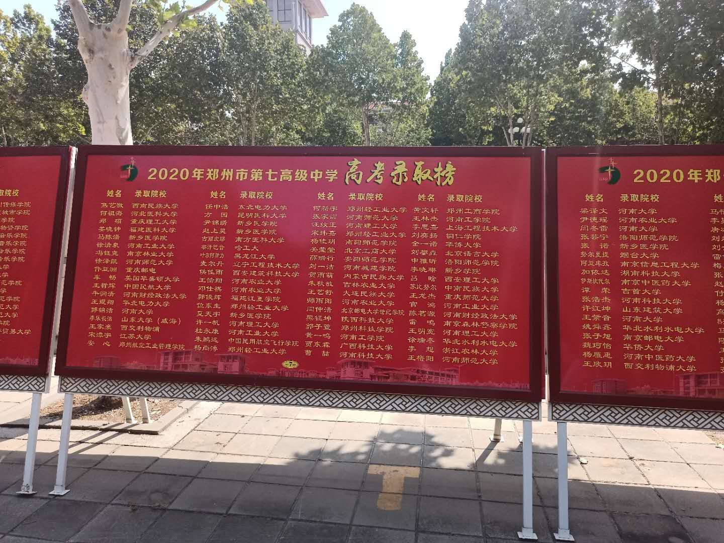 郑州七中2020届高考成绩分析及小三甲、文博四校成绩比较