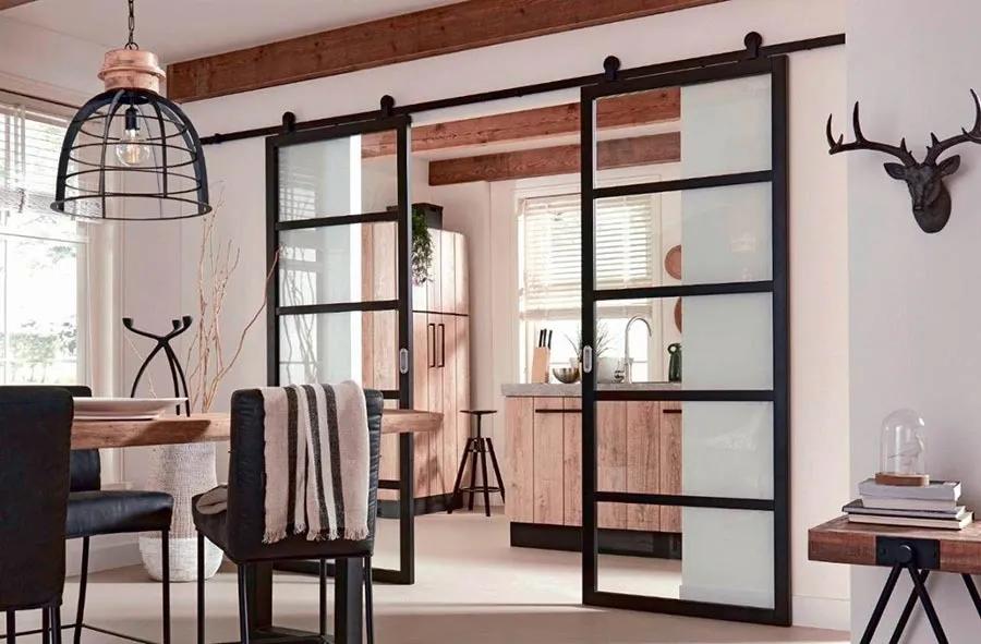 开放式厨房三联动玻璃门,开放式厨房加装玻璃门