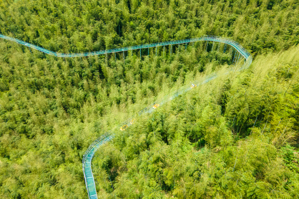 安吉刺激有趣的玻璃漂流，藏在万亩竹海中，堪比过山车般的体验