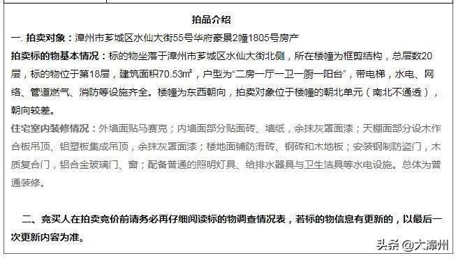 漳州二手房法拍出售新信息,漳州华府豪景拍卖