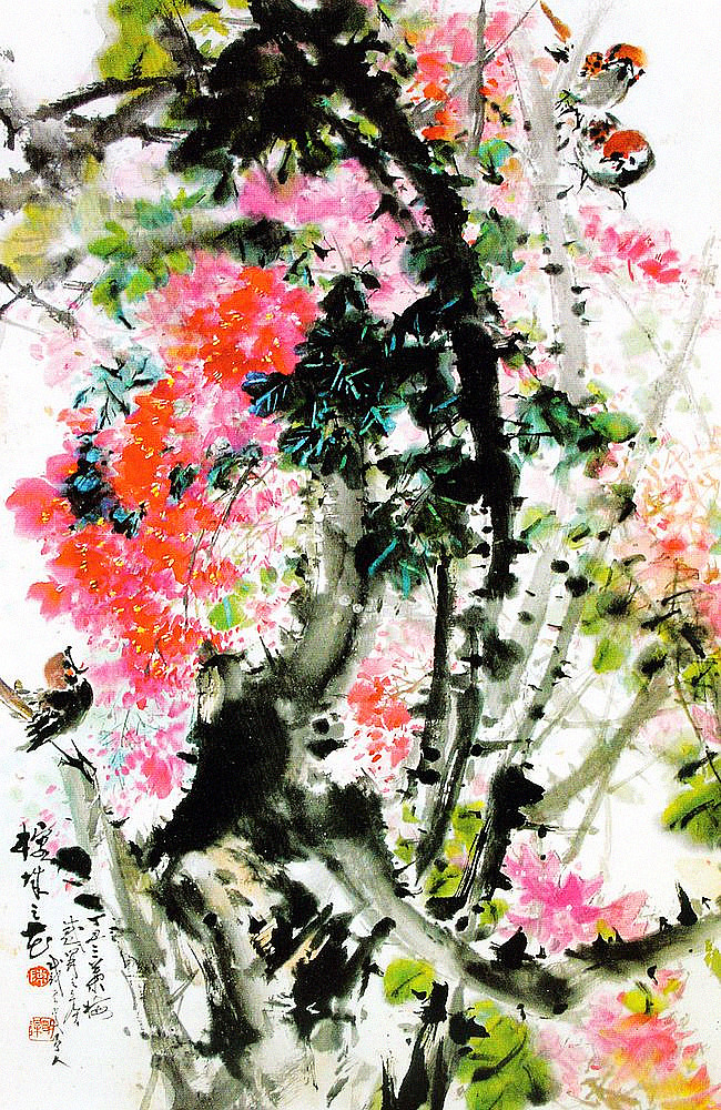 陈明谋国画作品欣赏,繁中手绘