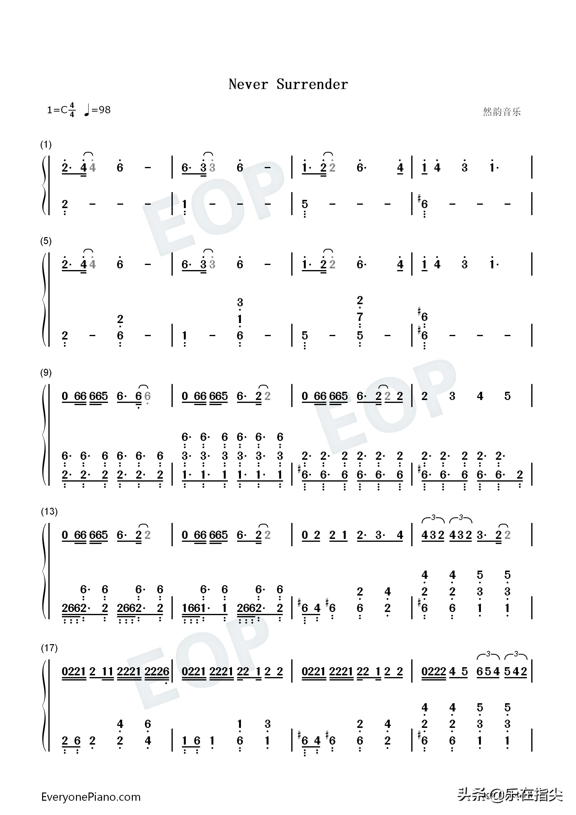 neversurrender简谱,r1seneversurrender钢琴简谱