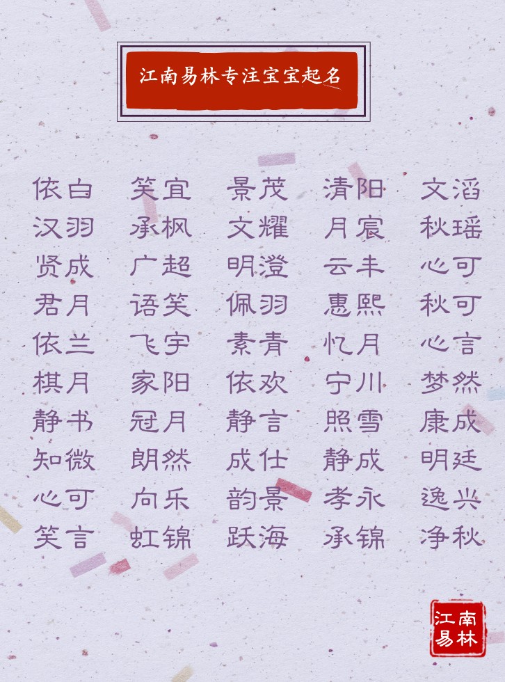 男孩女孩名字库:400个出自诗词里光辉灿烂、大展宏图的名字