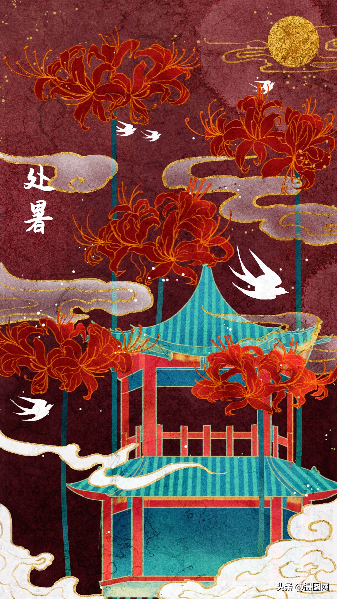 国潮插画水彩图集,水彩新国风插画壁纸