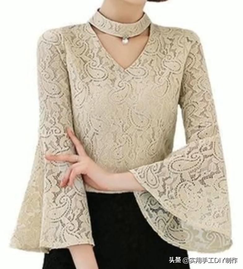衬衫蕾丝上衣女设计感,新款设计感小众女装长袖蕾丝衬衫