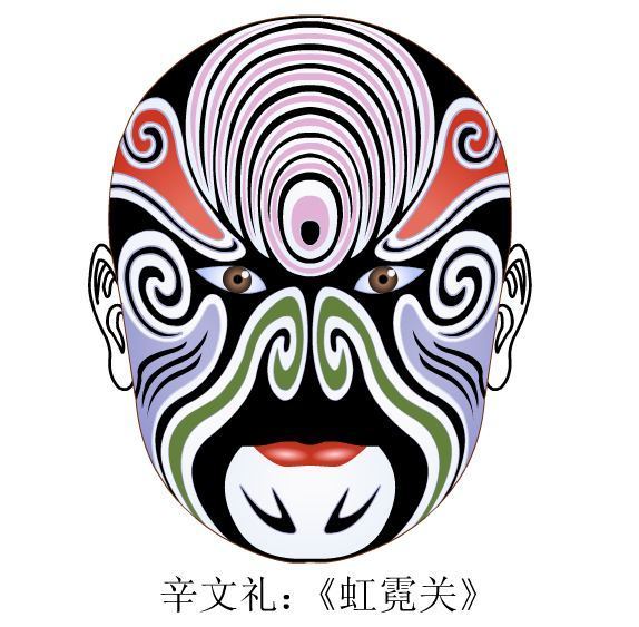 戏曲人物脸谱儿童画,自己创作的戏曲脸谱