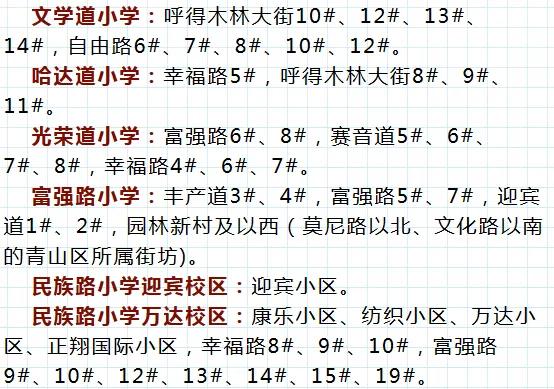 包头学区划分一览表,包头青山区二机二中学区划分