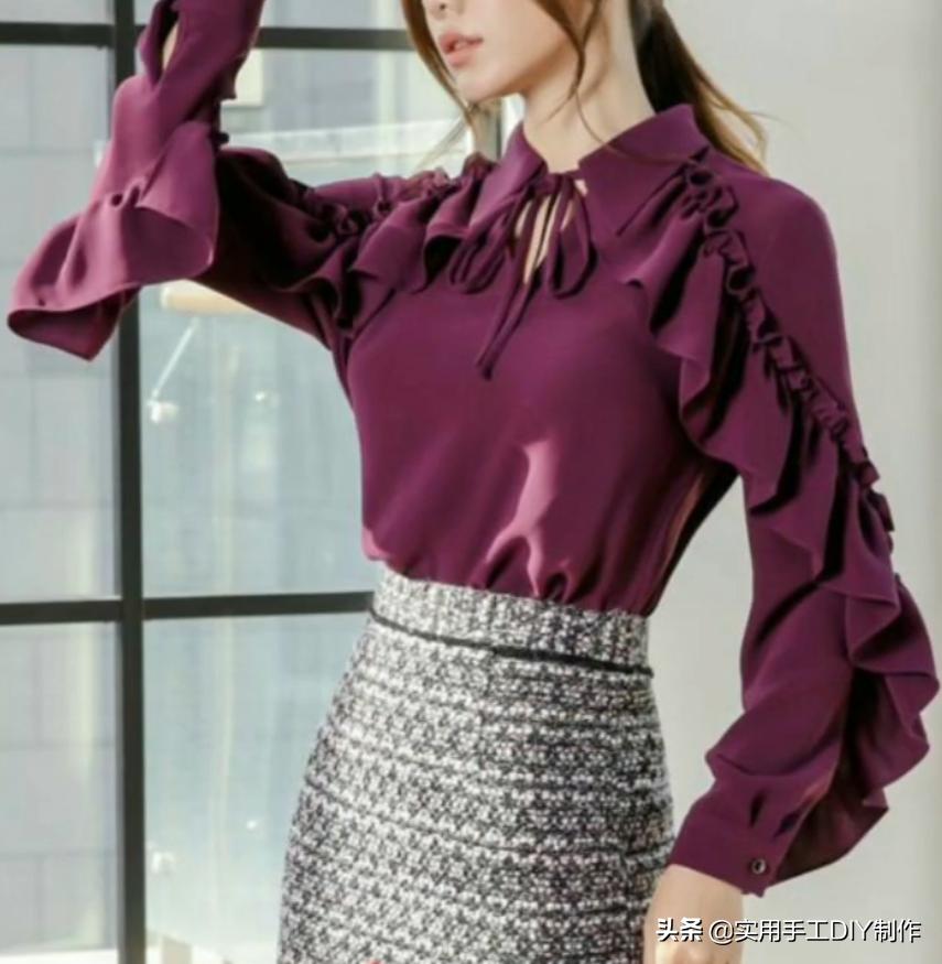 布艺花边造型手工,贝彩布艺落肩袖连衣裙裁剪教程