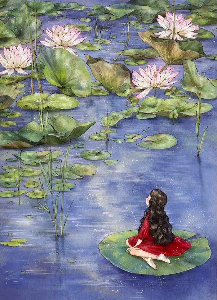 韩国插画师森林女孩日记图文,水彩插画森林女孩日记