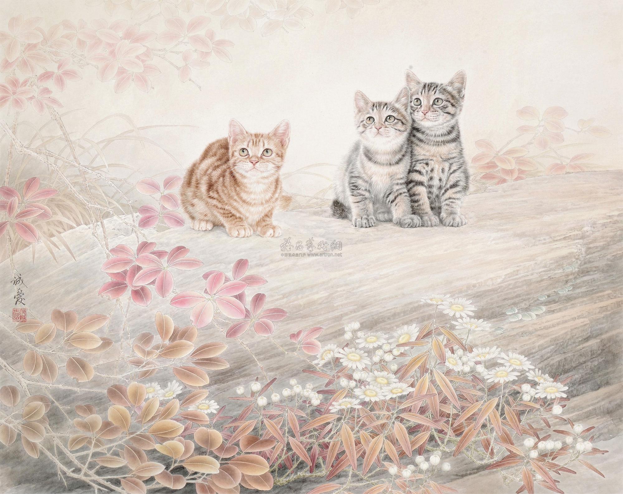 邢诚爱工笔画猫的图片,邢诚爱工笔画猫兔子高清大图