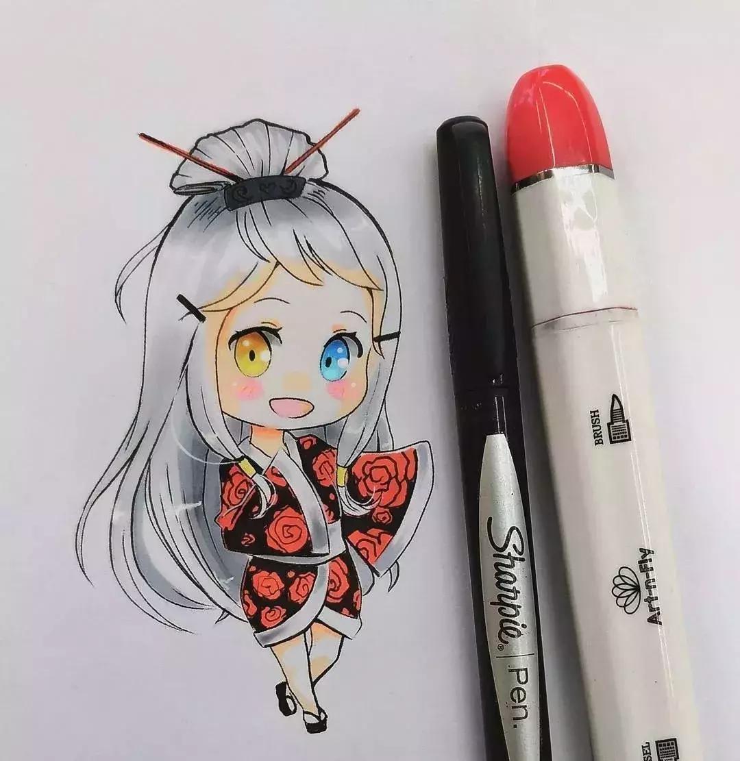 可爱动漫人物手绘马克笔,马克笔好看的动漫人物
