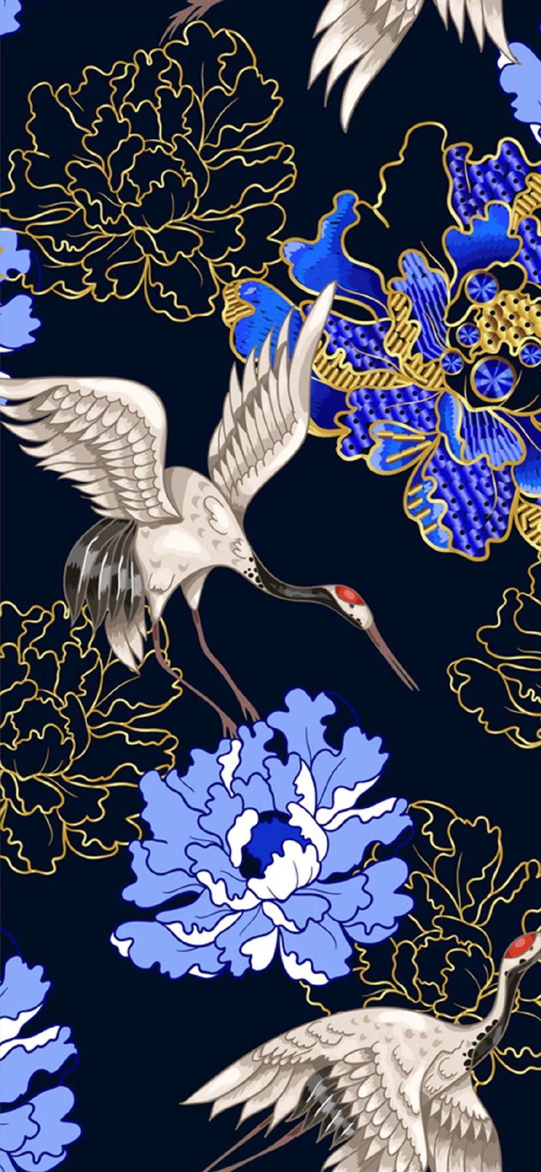 超高清古风仙鹤壁纸,仙鹤图案的中国风壁纸