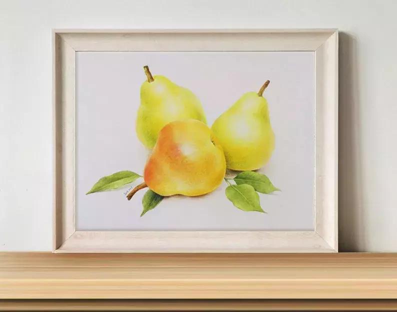 香梨彩铅画,彩铅肉肉的画法