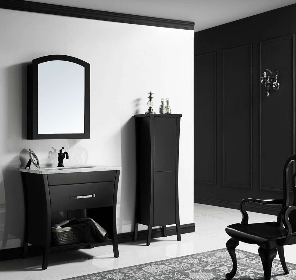 黑色法式赫本风独特设计高级感,高级黑轻奢风格卫生间