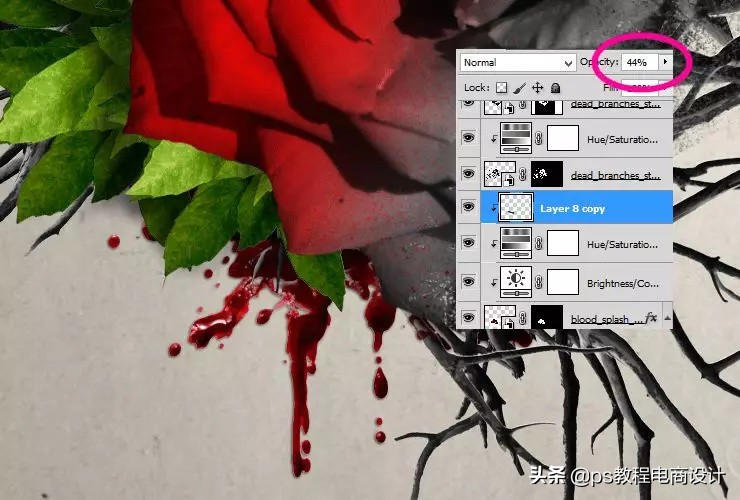 ps怎么把玫瑰变成金黄色,ps蝴蝶和鲜花合成
