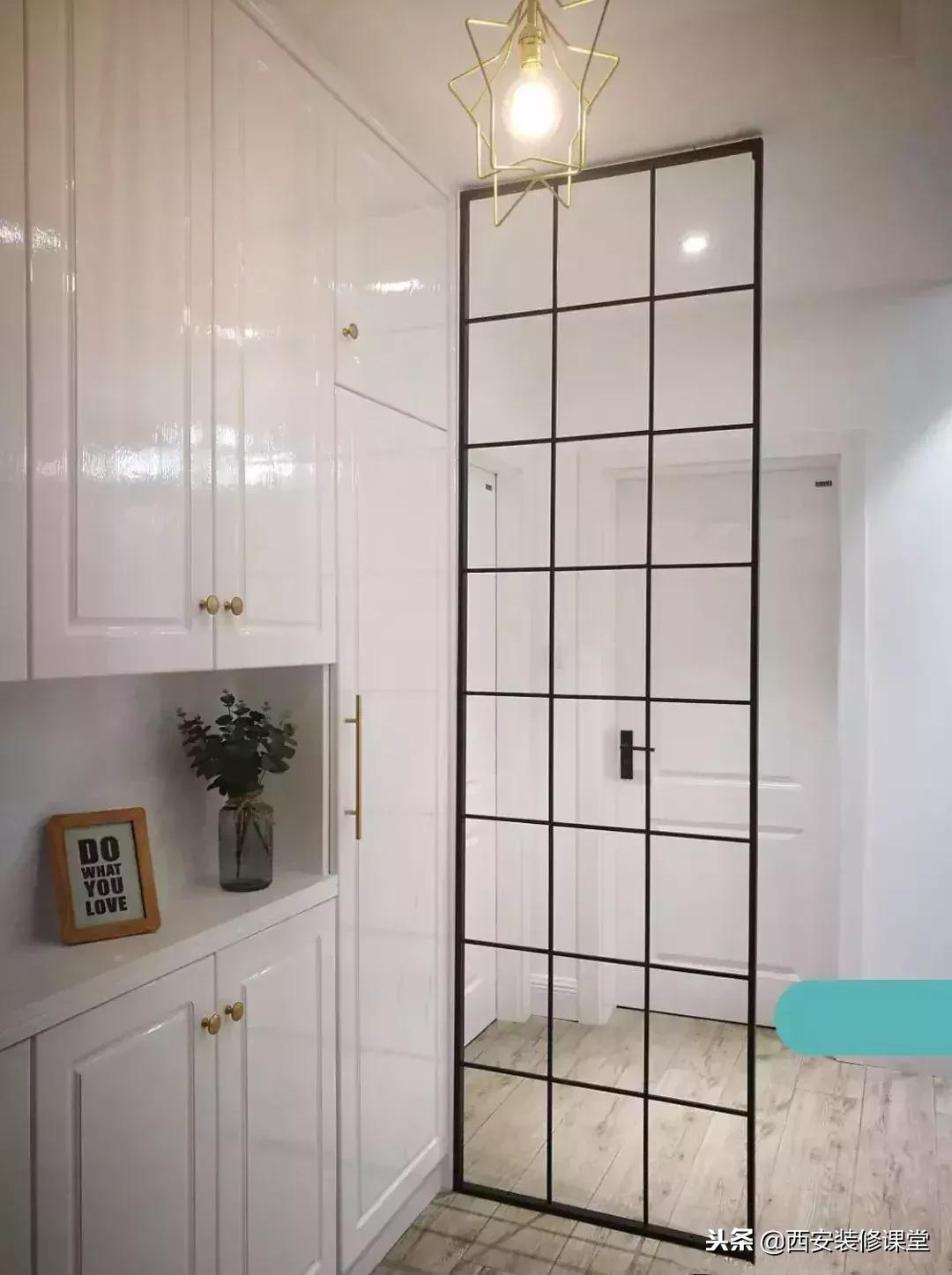 进门餐厅屏风隔断效果图轻奢,进门正对卫生间屏风隔断效果图