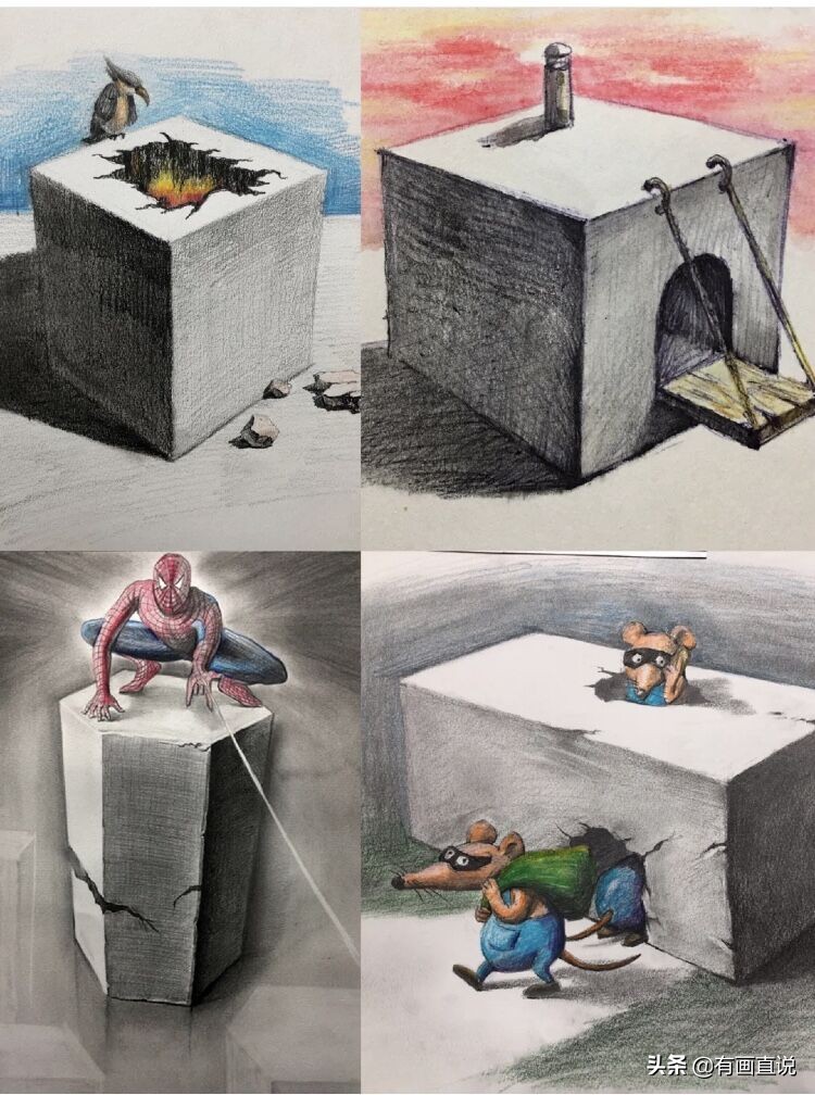 儿童绘画创意素描课堂教学,儿童基础素描创意素描画