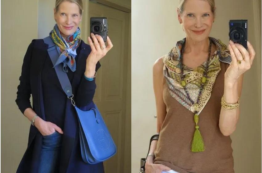 简单到一学就会的丝巾搭配,时尚博主丝巾搭配