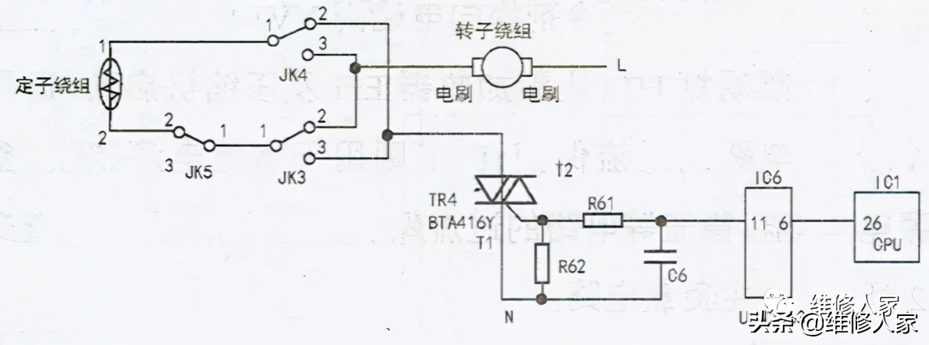 滚筒洗衣机串激电机接线原理图,海尔洗衣机串激电机接线图
