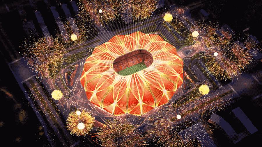 恒大球场灯光效果图,恒大灯光秀