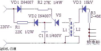 负离子发生器,空气清新器电路图讲解