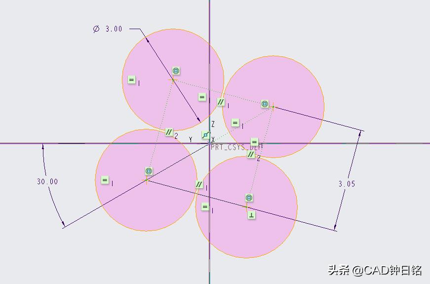 CREO/PROE产品设计教程之四芯花线建模，加深对关系式的认识