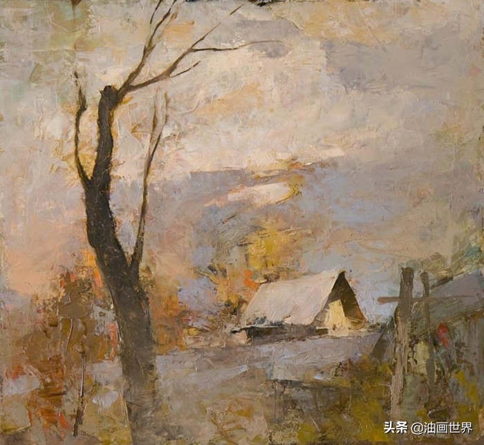 波澜壮阔雄壮唯美的风景油画,笔触风景画