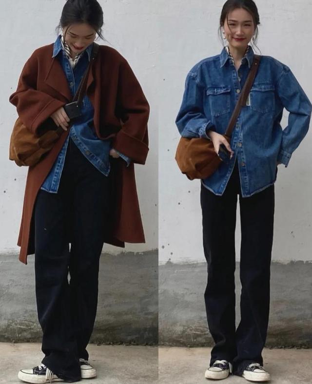 牛仔衬衫怎么搭配外套冬季,浅蓝色衬衫搭配牛仔外套