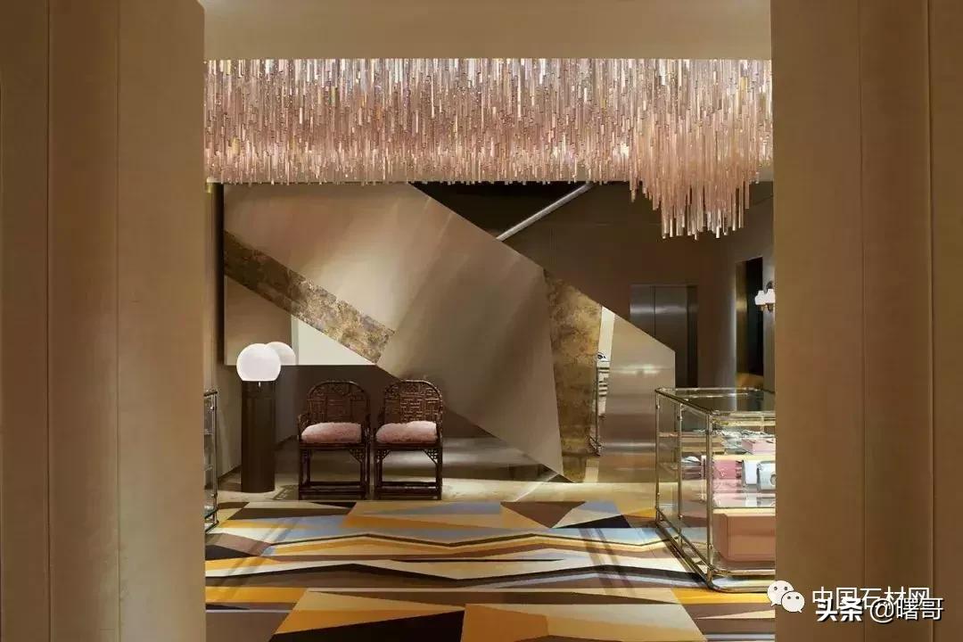 门店大理石楼梯效果图,轻奢大理石楼梯