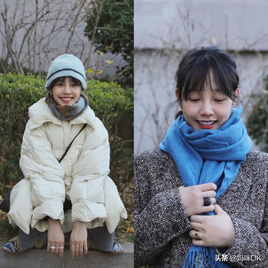 几种很火的围巾的新系法,比较短的围巾系大法