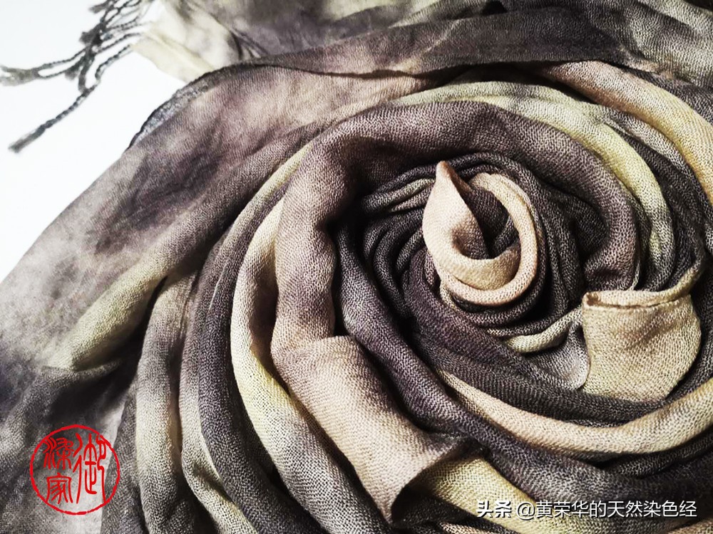 草木染纯手工围巾,手工染羊绒围巾