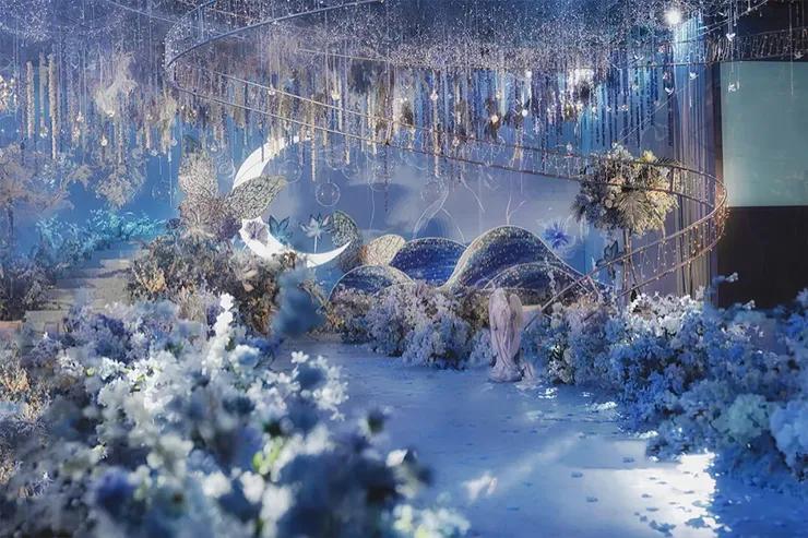 一场神秘浪漫的星空婚礼主题,奢华梦幻蓝色星空婚礼