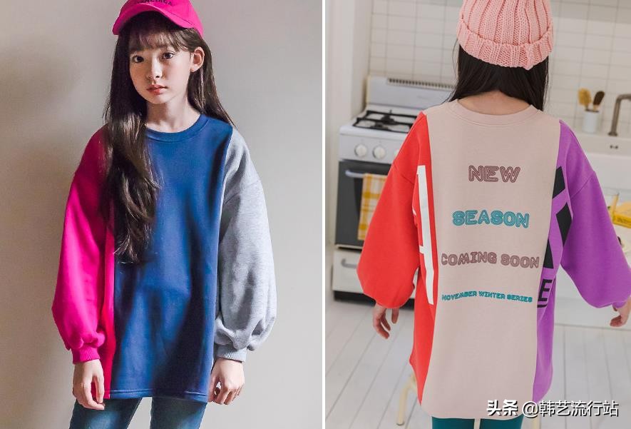 女童韩系风加绒连帽卫衣,2019秋女童流行卫衣